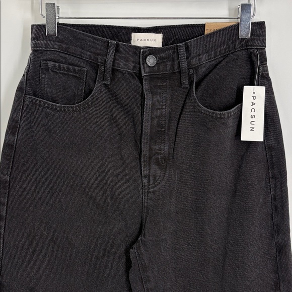 PacSun Dad Jeans 26 Short Black High Rise Straight Leg NWT Raw Hem - Picture 4 of 13